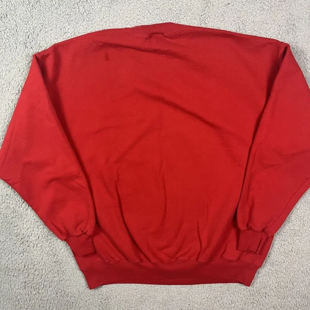 Vintage Christmas Overload Sweater Little Bear‎ Sleigh Gifts Red Sweatshirt 90s